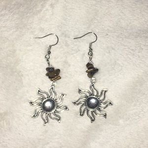 Silver Sun with Tiger Eye dangle Earrings!